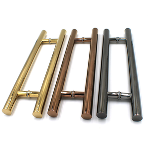 La manija negra más popular Manija de puerta negra de vidrio satinado y pulido Manija de madera de puerta de vidrio - Product Image 5