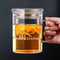 Ensemble de tasses à thé à double paroi en verre borosilicate avec infuseur et couvercle, résistant à la chaleur, pour thé en vrac, compatible lave-vaisselle et micro-ondes