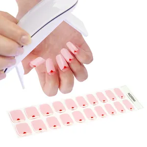 Nail Gel Polish Factory Huiszi Factory Supplier 3D Custom Semi Cured Gel Nail Full Nail Polish Gel Nail Polish Sticker Wraps