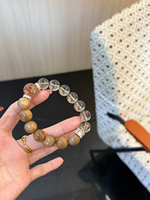 Bracelet en cristal naturel rouge bois fumé Sinyore