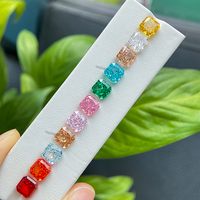 En stock – Zircon cubique synthétique bleu glace créé en laboratoire, taille fleur de glace carrée 5x5mm, pour la fabrication de bijoux