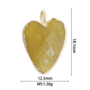 Heart Shaped Natural Stone Pendant Alloy Plated For Jewelry Making DIY Necklace Earring Accessories Spring 2024 Yiwu Origin - Product Image 2