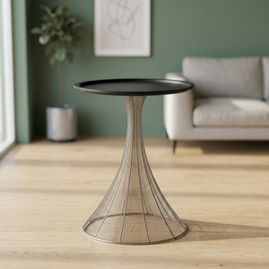 Table d'appoint Art Déco moderne avec base en fil de fer et plateau noir, modèle Sonnet Decor 2031, écologique et de haute qualité pour la décoration - Product Image 4