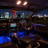 KYNCHO Pour Toyota Fortuner, éclairage ambiant de voiture LED 64 couleurs, symphonie, contrôle par application Bluetooth, éclairage intérieur de voiture 12V, invisible