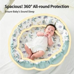 Tapis d'éveil rond portable pour bébé, tapis d'activités pour nourrissons, coussin doux en peluche imprimé, lit de sol pour crèche toutes saisons - Product Image 2