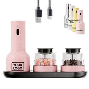 Moulin à poivre électrique réglable personnalisé, rechargeable par USB, moulin à sel et à poivre automatique à une main avec 2 capsules à changement rapide - Product Image 3