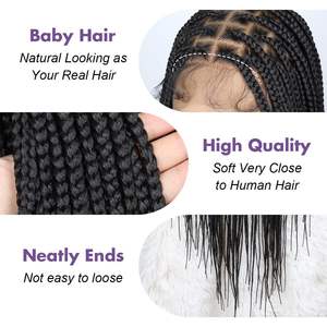 Perruque de Tresses Africaines Longues Sans Nœuds à Raie Carrée, 13x4 Lace Front HD, Style Dreadlocks, en Fibre Synthétique Haute <span class=keywords><strong>Température</strong></span> pour Femmes - Product Image 2