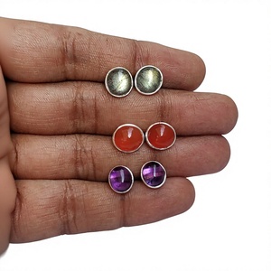 Meilleure vente boucles d'oreilles argent 925 boucles d'oreilles en pierres précieuses naturelles pour femmes et filles - Product Image 2