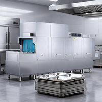 Lave-vaisselle à convoyeur pour restaurant hospitalier, grande capacité, en acier inoxydable, stérilisation à la vapeur haute température, automatique