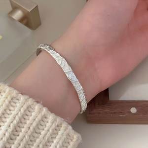 Brazaletes Cóncavos y Convexos de Plata de Ley 925, 3.5 mm de Ancho, Estilo Moderno, Joyería Fina para Mujer, Idea de Regalo para Fiesta o Boda, Micro - Product Image 2