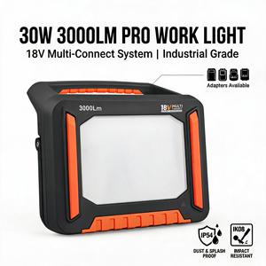Projecteur LED à batterie <span class=keywords><strong>18V</strong></span> 30W 3000LM IP54 IK08 résistant aux chutes, <span class=keywords><strong>lampe</strong></span> de travail polyvalente - Product Image 1