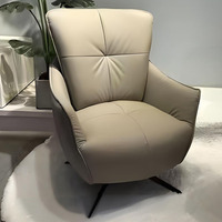 Fauteuil d'appoint pivotant moderne en cuir PU capitonné avec base en métal pour salon