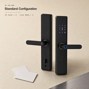 Cerradura de puerta inteligente negra A06, contraseña de huella digital, entrada con teclado y tarjeta IC - Product Image 1