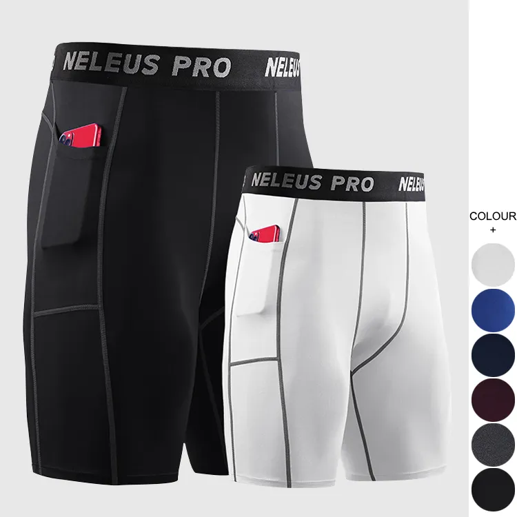 Wholesale sport workout mens compression fitness shorts tight leggings running training bike shorts