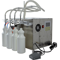 Machine de remplissage semi-automatique à 4 pompes indépendantes et 4 têtes pour eau, lait, sauce soja, vin, produits chimiques, parfum, spray, eau de Javel
