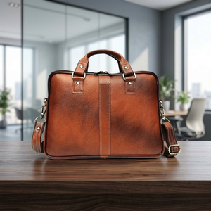 Nuevo Maletín para Portátil de Cuero Genuino de Gran Capacidad, Estilo Coreano, Impermeable, Resistente a Impactos, Ecológico, con Logotipo Personalizado - Product Image 1