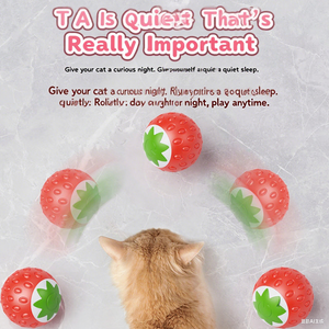 Interactive <strong>Strawberry</strong> Cat Training Toy Rechargeable Electric Ball <strong>Catnip</strong> Automatic Moving Rolling Intelligent Toy - Product Image 4