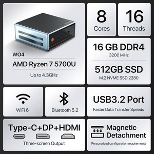 Mini PC Portátil Original Nuevo 7 5700U Wifi 6.0 BT5.2, R7 5700U DDR4 16GB 512GB SSD, Mini PC para Juegos para 11 Pro - Product Image 2