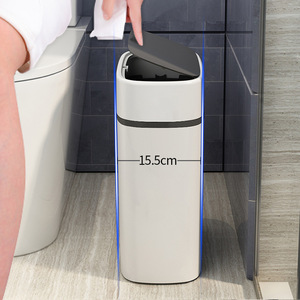 Poubelle, toilettes, salle de bain, usage domestique, étroite, couverte, poubelle à pression avec couvercle, brosse WC, corbeille à déchets - Product Image 2