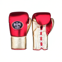 Guantes de Boxeo GYMSTERO Personalizados de Alta Calidad, Cuero Genuino, Dedos Completos, Ajustables con Cierre de Velcro y Cordones en la Muñeca, para Artes Marciales
