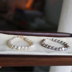 Pulsera de Perlas Naturales de Agua Dulce Chapadas en Oro y Plata <span class=keywords><strong>Tai</strong></span>, Forma de Bola Ligeramente Imperfecta, Moderna, para Uso Diario de Mujeres, Regalo - Product Image 4