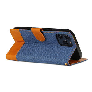 Housse <span class=keywords><strong>de</strong></span> téléphone portable en cuir à rabat magnétique personnalisée pour Iphone 16 15 14 Pro Max coque <span class=keywords><strong>de</strong></span> téléphone en toile épissée pour <span class=keywords><strong>carte</strong></span> <span class=keywords><strong>de</strong></span> crédit d'identité - Product Image 4