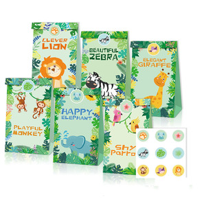 12 Pieces Animal Party Favor <strong>Bags</strong> Colorful Party Paper Gift <strong>Bags</strong> for Jungle Safari Theme Birthday Party Baby Shower Supplies - Product Image 6