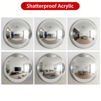 Ensemble de miroirs décoratifs muraux Toptrend de 9 pièces, 5 dômes géants convexes + 4 miroirs acryliques plats - découpe incassable, carrelage sans joint