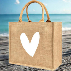 YIWEI トップランク エコフレンドリー 再利用可能 ジュート トートバッグ カスタムロゴ カラー＆サイズ ショルダーストラップ 夏 ビーチ 旅行 素晴らしいギフトアイデア - Product Image 4
