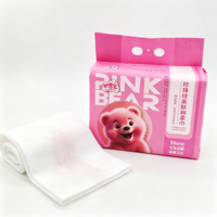 Serviettes jetables extra épaisses 300 g/m² douces et respectueuses de la peau, motif ours mignon, utilisation sèche et humide, OEM