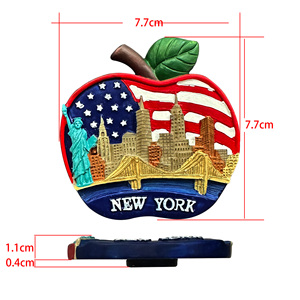 Aimants de réfrigérateur souvenirs touristiques Apple New York en résine 3D avec logo personnalisé pour la décoration de la maison Aimants promotionnels pour réfrigérateur - Product Image 2