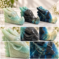 Sculpture de tête de dragon en variscite, figurine d'animal en cristal poli, sculpture en pierre pour la décoration de la maison, collection et cadeau