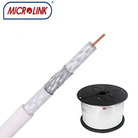 Microlink RG6 Tri-Shield Cable Coaxial 75 Ohm para CCTV/CCAV/Antena/TV satelital/Chaqueta de PVC/PE certificada CE