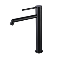 Keran Wastafel Dinding Modern SUS304 Stainless Steel Matte Black dengan Katup Keramik, Mixer Satu Lubang, Air Panas Dingin, Garansi 3 Tahun