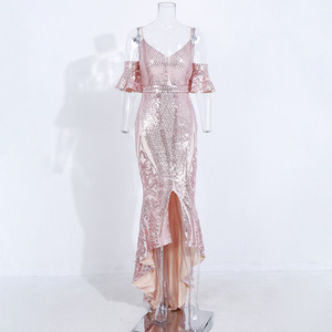 ADYABY <span class=keywords><strong>vestido</strong></span> de noche de <span class=keywords><strong>fiesta</strong></span> mujer 2020 tirantes Irregular lentejuelas manga corta <span class=keywords><strong>vestido</strong></span> de Dama - Product Image 6