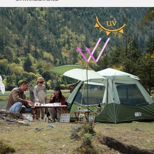 เต็นท์เอ็กซ์พลอเรอร์ 3-4 คน 210x210x140 ซม. พับอัตโนมัติ กันน้ำ อุปกรณ์ตั้งแคมป์กลางแจ้ง พร้อมเสาไฟเบอร์กลาส - Product Image 4