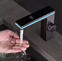 Robinet de lavabo intelligent LED en laiton de luxe avec affichage numérique de la température, hydroélectrique, et cartouche en céramique