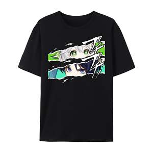 เสื้อยืดผ้าฝ้ายพิมพ์ลายตาตัวละครทุกตัว ผ้าถัก ระบายอากาศได้ดี ไม่ยับ แขนสั้น - Product Image 1