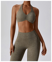 Vêtements actifs entraînement imprimé conception Yoga col en v licou cou soutien-gorge Leggings ensembles Fitness Yoga soutien-gorge Leggings ensembles pour les femmes