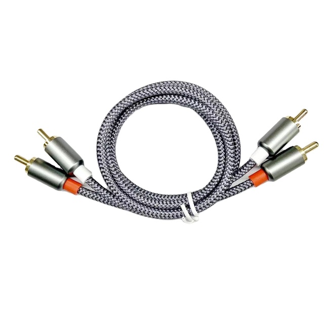 Custom High Quality Braided PVC Jacket Gold Plated Right Angle RCA Male Male AV Audio Cable for Speaker Monitor Power Amplifier