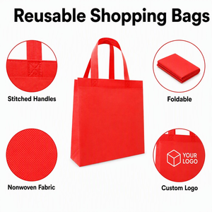 Richer Long Lasting Reusable Carrier <b>Bags</b> Spunbond Fabric Stock Ready Reinforced Bottom Washable Custom Logo Sublimation Print - Product Image 3