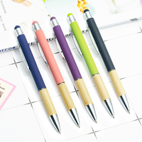 Nouveau stylo à bille en métal, cadeau personnalisé pour promotion personnalisée, stylet capacitif avec poignée en bois de bambou.