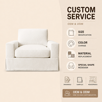Fauteuil en lin crème avec housse, style moderne minimaliste, fauteuil d'appoint rembourré avec coussins pour salon, coin lecture