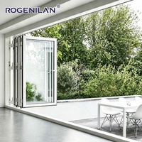 Ventana Plegable de Aluminio con Doble Acristalamiento Low-E, Impermeable, de Rogenilan, Proveedor Chino, Ventanas de Vidrio Plegables Tipo Acordeón para Patio