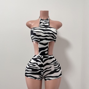 Y2132-trendy 2026 Sexy Tuta Corta da Donna con Scollo all'Americana, Scavata, a Righe, Senza Maniche e con Schiena Scoperta - Product Image 6