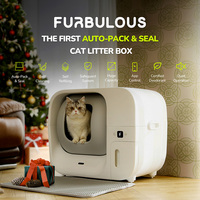 Litière automatique pour chat Furbulous avec contrôle par application, grand coffre-fort de 60L pour plusieurs chats avec déodorant anti-odeur
