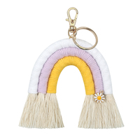 Porte-clés tissés arc-en-ciel 2022 pour femmes, style bohème, faits à la main, modernes, avec logo personnalisé, breloques pour sac, bijoux à suspendre au tableau de bord, cadeaux
