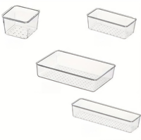 Ensemble d'organisateurs de tiroirs de bureau en PET transparent et boîte de rangement multifonctionnelle pour la cuisine, pour bijoux et articles ménagers