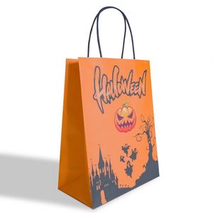 OEM Logo Brown Kraft Paper <b>Bag</b> with Patch Handle Offset Printing Pizza Sushi Salad Takeout Recyclable Restaurant - Product Image 3