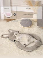 Lit pour animaux de compagnie confortable et doux antidérapant avec couverture tapis de chat en tissu polaire court canapé-lit amovible lavable pour chien